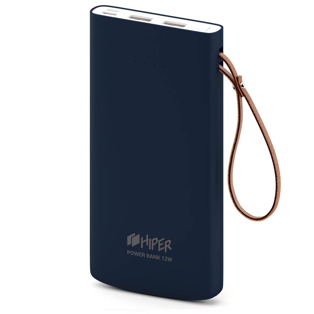 Купить Внешний аккумулятор Hiper Travel 10K Li-Pol 10000 mAh Soft-touch  3A+3A 2xUSB 1xType-C синий в Крыму, цены, отзывы, характеристики | Микролайн