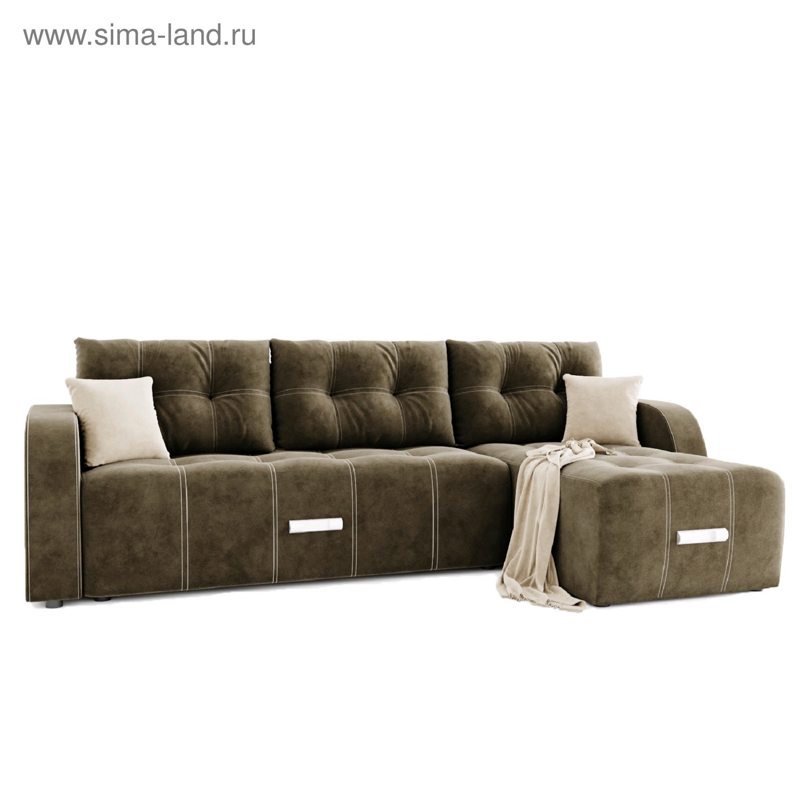 Купить Угловой диван «Нью-Йорк», угол правый, пантограф, велюр, цвет селфи03, подушки селфи 01 (4782022) в Крыму, цены, отзывы, характеристики