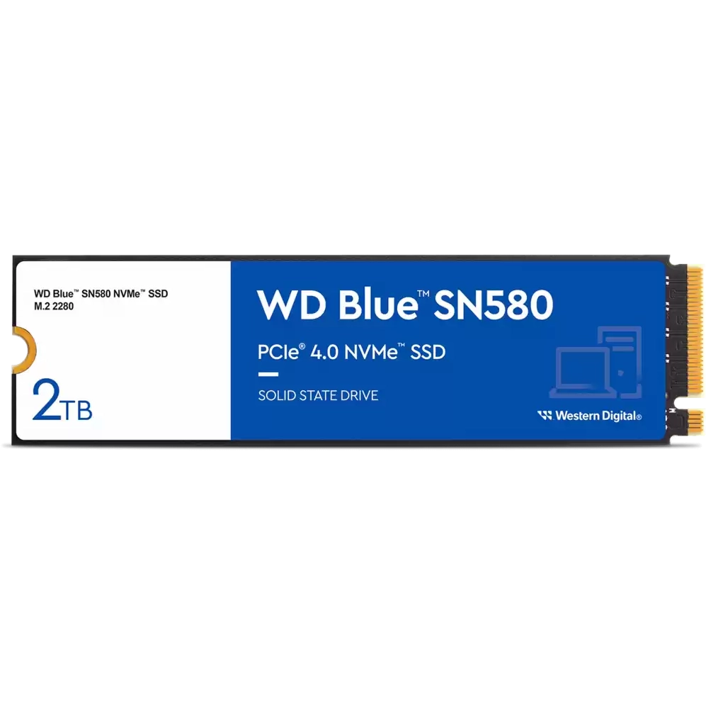 Купить SSD WD Blue SN580 WDS200T3B0E NVMe, 2000GB, M.2(22x80mm), PCIe 3.0  x4, 3D TLC, R/W 3500/3500MB/s, IOPs 600 000/600 000, TBW 9 в Крыму, цены,  отзывы, характеристики | Микролайн