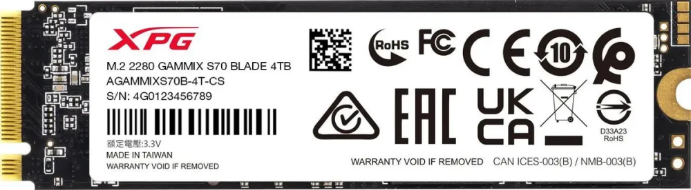 Купить SSD A-Data XPG Gammix S70 Blade AGAMMIXS70B-4T-CS PCIe 4.0