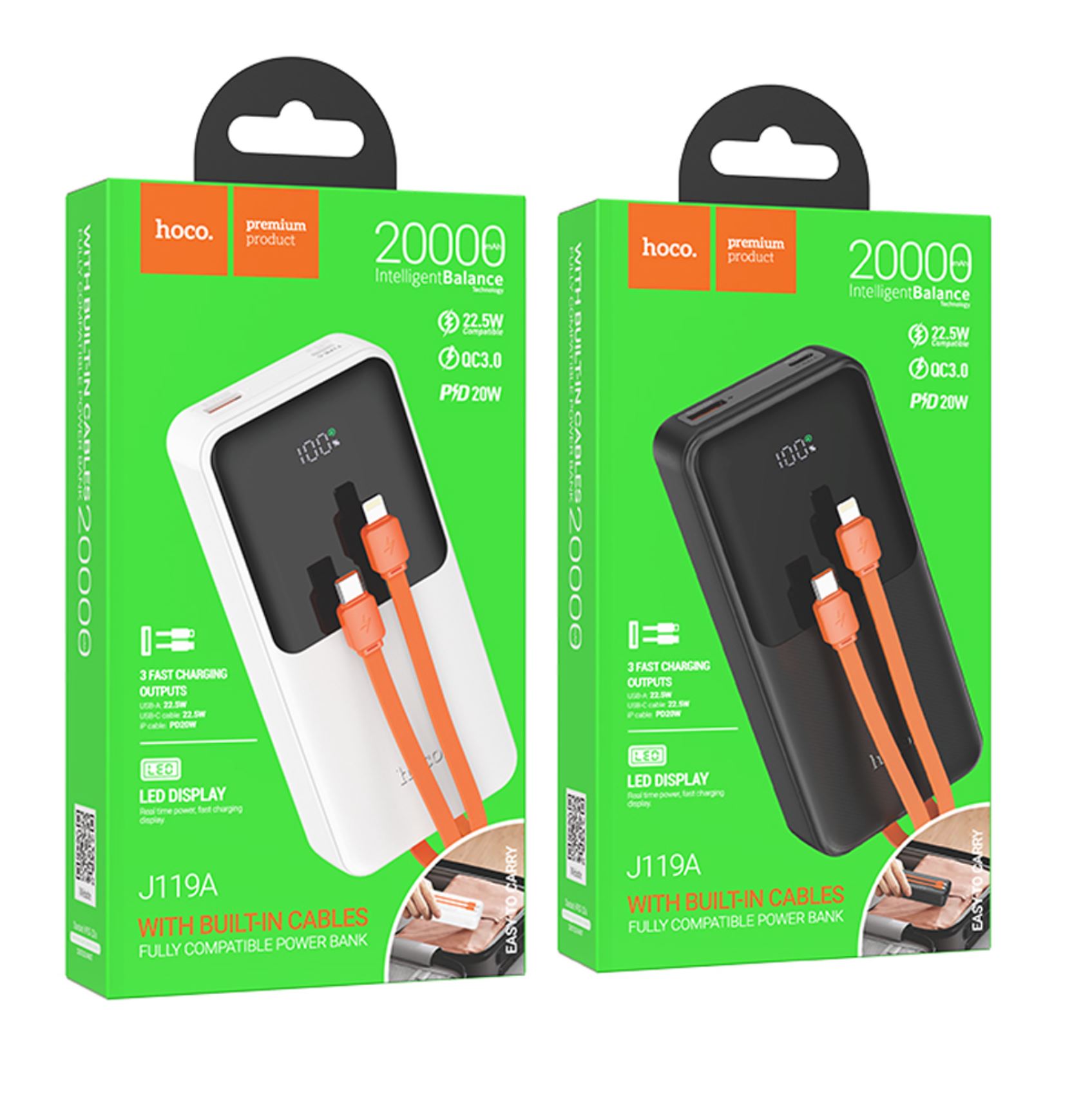 Купить Аккумулятор внешний резервный HOCO J119A Sharp charger (20000mAh)  (белый) в Крыму, цены, отзывы, характеристики | Микролайн