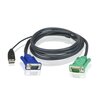  Шнур Aten 2L-5202U мон+клав+мышь USB SPHD15--HD DB15+USB A-Тип Male-2xMale 8+4 проводов опрессованный 1.8м черный 