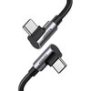  Кабель UGREEN US335 70696 Angled USB-C M/M Cable Aluminium Shell with Braided 1m Black 
