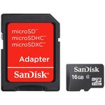  Карта памяти SanDisk microSDHC 16GB Class 4 (SD адаптер) (SDSDQM-016G-B35A) 