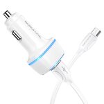  АЗУ Borofone BZ14 Max ambient light 5V/2,4A 2USB + Micro cable, white 