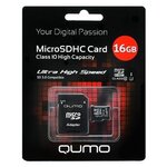  Карта памяти Qumo 16Gb QM16GMICSDHC10U1 Class 10 UHS-I, SD adapter 