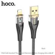  Дата-кабель HOCO U121 Gold standard Transparent Discovery Edition iP черный 