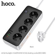  Сетевой фильтр HOCO AC22 Sunlight 4-bit (PD30W/1C3A) L-1.5M черный 