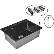  Кухонная мойка Wisent WS36050B Black с коландером, дозатором и сифоном 