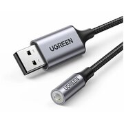  Переходник UGREEN CM477 (30757) USB 2.0 to 3.5mm Audio Adapter Aluminum Alloy 25cm Dark Gray 