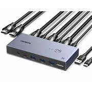  Переключатель UGREEN CM692 (25961) 8K@60Hz HDMI 2.1 KVM Switch 2-in-1 Out With Desktop Controller Gray 