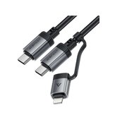  Кабель ACEFAST AF-C20-01-BK USB-C To USB-C/Lightning Aluminum Alloy Connectors Charging Data Cable Black 