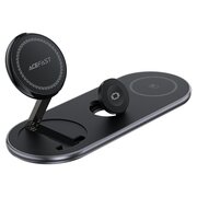  Зарядное утройство ACEFAST E19 (AF-E19-BK) Qi2 desktop 3-in-1 wireless charging holder Black 