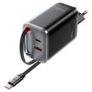  Зарядное устройство ACEFAST AF-A111-BK PD67W Gan Charger 2*USB-C+USB-A With Retractable Cable Black 