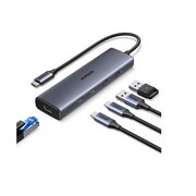  Конвертер UGREEN CM512 (45320) USB 3.2 C to USB-A 3.2+USB-A 2.0+2* USB-C 3.2 Converter + Gigabit with USB-C Power Port серый 