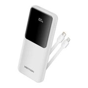  Power Bank Vention FHOW0 10000mAh (Micro-USB/C/A/A) со встроенными кабелями 22.5W Белый с LED Дисплеем 