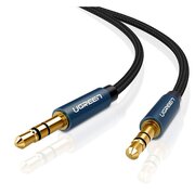  Аудиокабель UGREEN AV112 (10689) 3.5mm Male to 3.5mm Male Cable Gold Plated Metal Case with Braid 5m Blue 