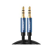  Аудиокабель UGREEN AV112 (10688) 3.5mm Male to 3.5mm Male Cable Gold Plated Metal Case with Braid 3m Blue 