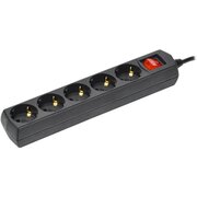 Сетевой удлинитель IEK У05В (WYP10-10-05-03-ZK-K02-G) 3м (5 розеток) черный (пакет ПЭ) 