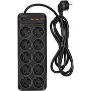  Сетевой фильтр Powercom SP-10 USB2A1СB 3.0м (10 розеток) черный 