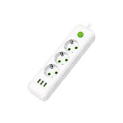  Сетевой удлинитель Amper JH-1031U-2W 2,0м, 3 розетки белый 