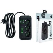  Сетевой удлинитель Amper JH-1074U-2B 2,0м, 3 розетки черный 