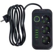  Сетевой удлинитель Amper JH-1074U-4B 4,0м, 3 розетки черный 