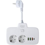  Сетевой удлинитель Amper T2535W 0,2м, 2 розетки белый 