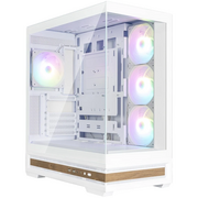  Корпус ZALMAN P40 Namu, ATX, White, Window, Wooden Element, 2xCombo(2.5” or 3.5”), 1xUSB Type-C, 2xUSB3.0, Side 3x120mm ARGB, Rear 1x120mm ARGB 