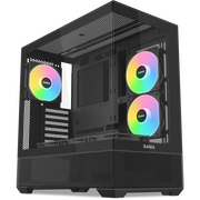  Корпус SAMA V40 Black (V40-BKADA6X1-GL) без БП, Midi-Tower, TG, 6x120mm ARGB, 2xUSB 3.0 + 1xUSB 3.1 Type-C, ATX, mITX 