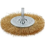  Щетка дисковая прямая для дрели Deli DH-GSS100-E4 100мм, латунированная, толщина проволоки 0,3мм, хвостовик 6мм, макс 4500об/мин 