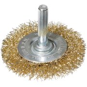  Щетка дисковая прямая для дрели Deli DH-GSS075-E4 75мм, латунированная, толщина проволоки 0,3мм, хвостовик 6мм, макс 4500об/мин 