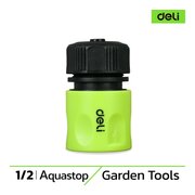  Соединитель Deli DL8793 быстросъемный с аквастопом для шланга 1/2" ударопрочный пластик 