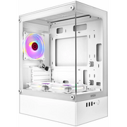  Корпус Ginzzu CL485 mATX Fan 3*12LD4 передняя панель cтекло белый 