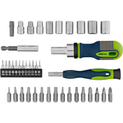  Набор отверток реверсивных СИБРТЕХ 13338 с набором бит и торцевыми головками, 41 шт 