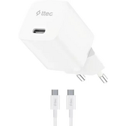  Сетевое зарядное устройство TTEC 2SCG20CB SmartCharger GAN 20W USB-C PD Travel Fast Charger с кабелем USB-C-USB-C 60W, длина кабеля 120см белый 