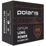  Щелочной элемент питания POLARIS PB LR20 (D) (2шт) Optium черный 