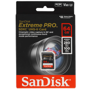  Карта памяти SanDisk Extreme Pro SDSDXEP-064G-GN4IN, 64GB V60 UHS-II SD Card черно-красный 