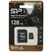  Карта памяти microSDXC Silicon Power SP128GBSTXDV3V1HSP 128GB High Endurance V30 A1 + adapter 