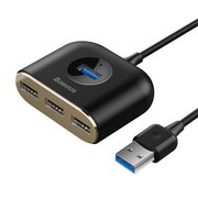  USB-HUB Baseus Square round 4 в 1 (USB3.0 TO USB 3.0x1+USB 2.0x3) 1м чёрный 