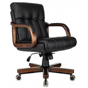  Кресло руководителя Бюрократ T-9932W-LOW-Eco черный экокожа низк.спин. крестов. металл/дерево 