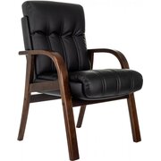  Кресло Бюрократ T-9932W-CF/Eco-B черный экокожа на ножках дерево 