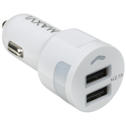  АЗУ Maxvi CCM-212 Plus M white 2.1A, 2xUSB, microUSB подсветка синяя 