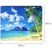  Коврик для мыши Sonnen 513294 BEACH, резина + ткань, 260х220х3мм 