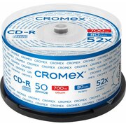  Диск CD-R CROMEX 513772, 700Mb, 52x, Cake Box (упаковка на шпиле) 50шт 