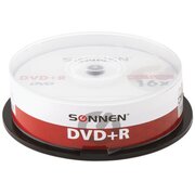  Диск DVD+R SONNEN 513532, 4,7Gb, 16x, Cake Box (упаковка на шпиле) 25шт 