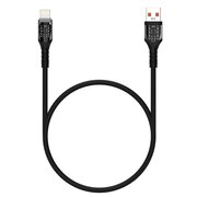  Дата-кабель Maxvi MC-33L USB-Lightning 2.4А, прозрачный корпус, LED подсветка, 1м, black 