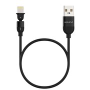  Кабель Maxvi MC-19L black, USB-A-Lightning, 2.4A, LED 