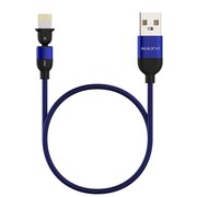  Кабель Maxvi MC-19L blue, USB-A-Lightning, 2.4A, LED 