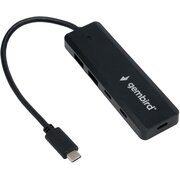  Хаб USB GEMBIRD UHB-C425 3.1, 2xUSB, 2xType-C, с дополнительным питанием Type-C, кабель Type-C 19см, черный 